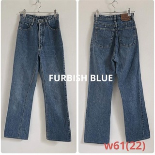 FURBISH BLUE ハイウエストストレートデニムW61 22 ヴィンテージ(デニム/ジーンズ)