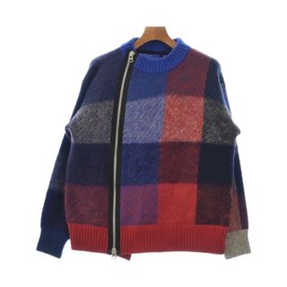 サカイ(sacai)のsacai サカイ ニット・セーター 2(M位) 紺x赤x青(チェック) 【古着】【中古】(ニット/セーター)