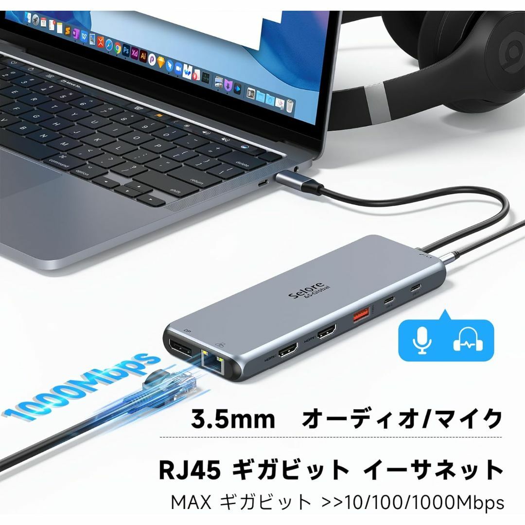 【13in1】selore USB C type c ドッキングステーション スマホ/家電/カメラのPC/タブレット(PC周辺機器)の商品写真