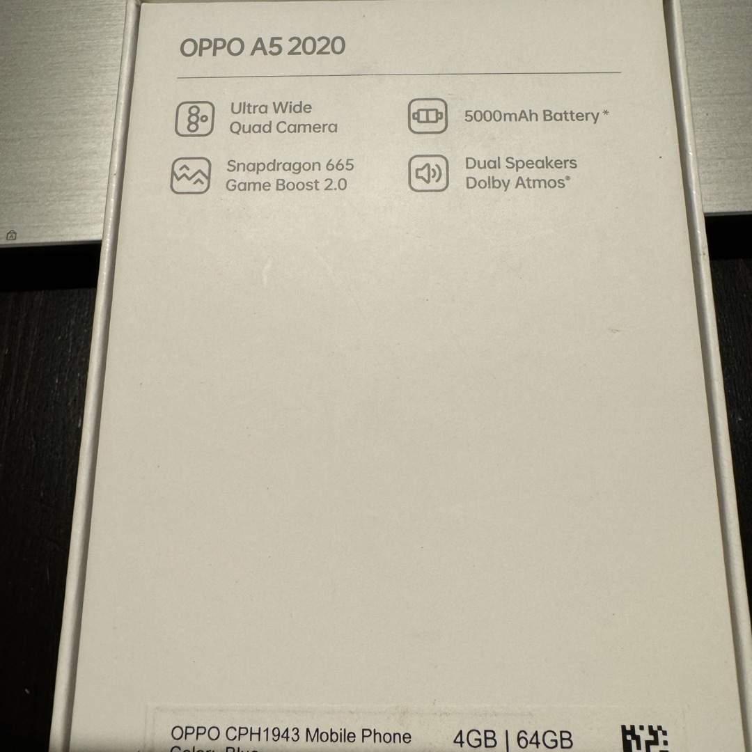 OPPO(オッポ)の中古●OPPO A5 2020 64GB Blue●SIMフリー スマホ/家電/カメラのスマートフォン/携帯電話(スマートフォン本体)の商品写真