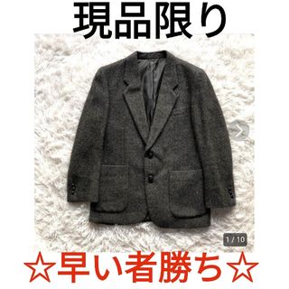 LANVIN - ランバン　ツイード　くるみボタン　テーラードジャケット グレー　M相当