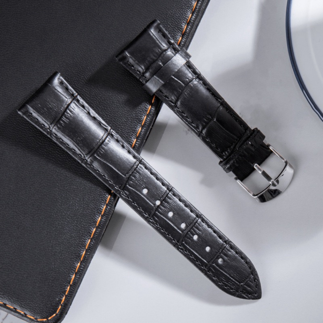 時計バンド　牛革18mm ブラック　黒レザーベルト 時計ベルト　交換ベルト メンズの時計(レザーベルト)の商品写真