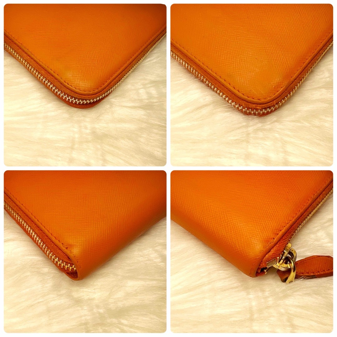 PRADA(プラダ)の完備品 美品 プラダ サファーノレザー 長財布 ラウンド オレンジ レディース レディースのファッション小物(財布)の商品写真
