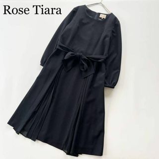 ローズティアラ(Rose Tiara)のゆったりサイズ42꧁ ローズティアラ꧂シフォンワンピース Aライン 濃紺(ロングワンピース/マキシワンピース)