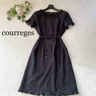 Courreges - 美品 クレージュ ワンピース ひざ丈 38 M フレア Aライン 