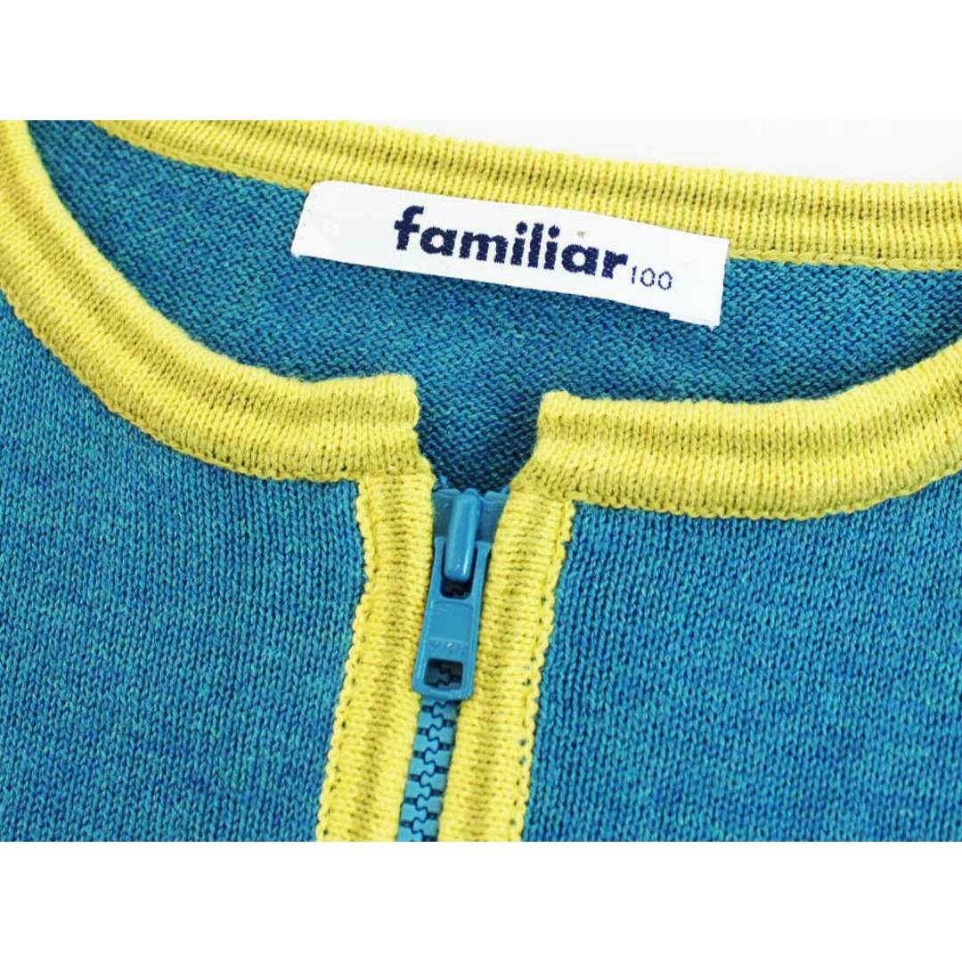 familiar(ファミリア)の[ファミリア/familiar]100cm 半袖カーディガン ブルー×黄色系【中古】子供服 キッズ kids 女の子 春夏 tops 902042 キッズ/ベビー/マタニティのキッズ服女の子用(90cm~)(カーディガン)の商品写真