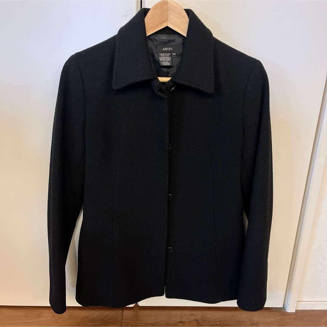 黒　コート　ショート丈　卒業式　入学式　入園　ウールコート　日本製　ジャケット レディースのジャケット/アウター(テーラードジャケット)の商品写真