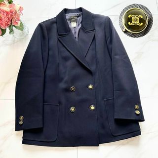 celine - 極美品 レア品 CELINE トリオンフボタン 紺ブレザー ダブルブレスト 44