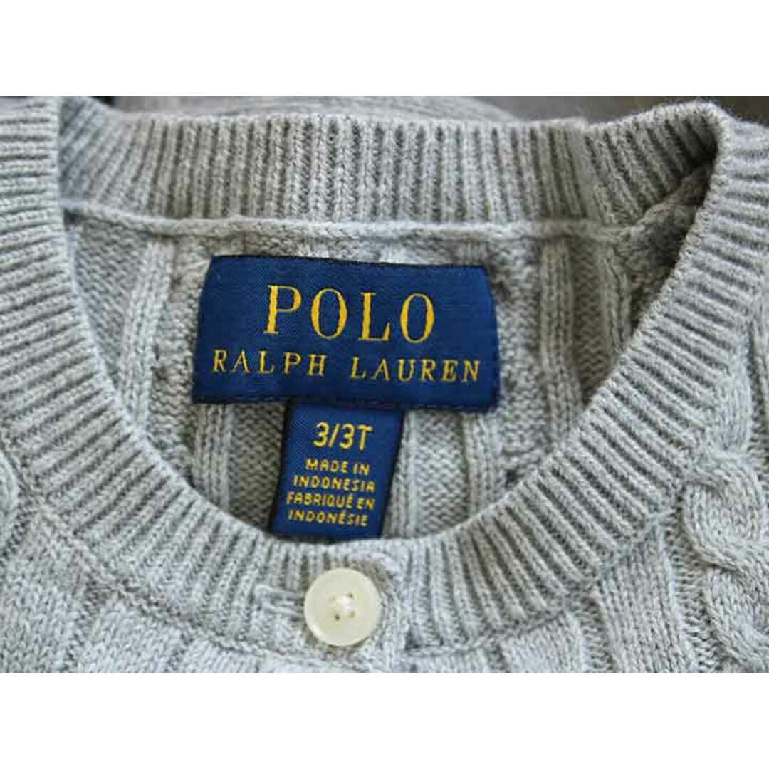 Ralph Lauren(ラルフローレン)の【値下げ!】†ラルフローレン/Ralph Lauren†100cm カーディガン/ケーブルコットンカーディガン グレー【中古】子供服 キッズ kids 女の子 春秋 012032 tops キッズ/ベビー/マタニティのキッズ服女の子用(90cm~)(カーディガン)の商品写真