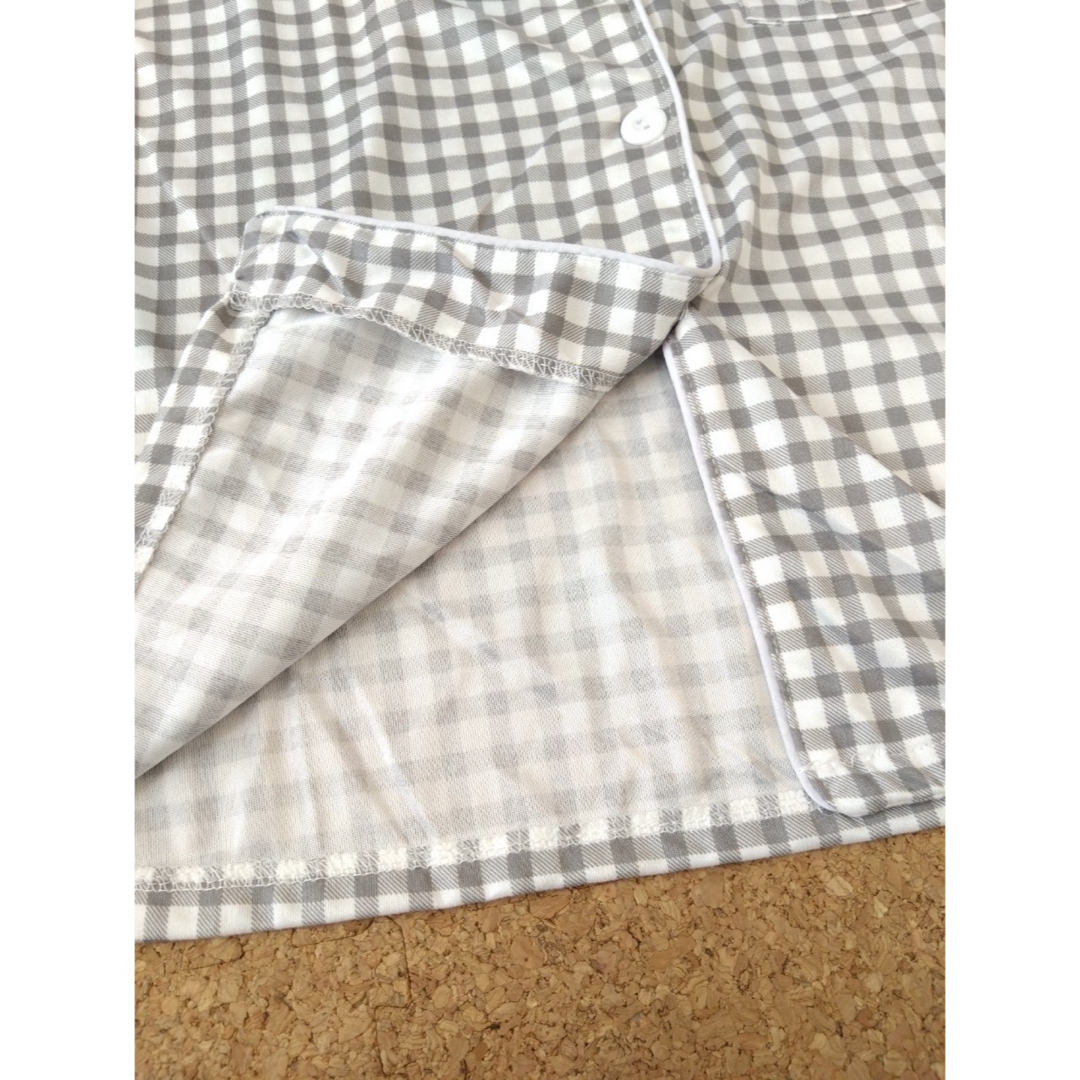 【SALE】グレー パジャマ ルームウェア 上下セット 薄手 長袖 チェック柄  レディースのルームウェア/パジャマ(ルームウェア)の商品写真
