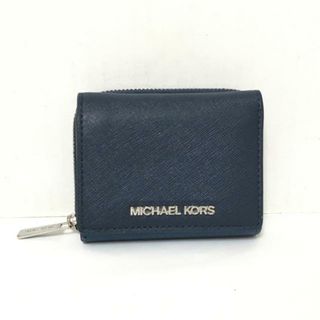 マイケルコース(Michael Kors)のMICHAEL KORS(マイケルコース) 3つ折り財布 - ダークネイビー×ネイビー ラウンドファスナー/パスケース付き レザー(財布)