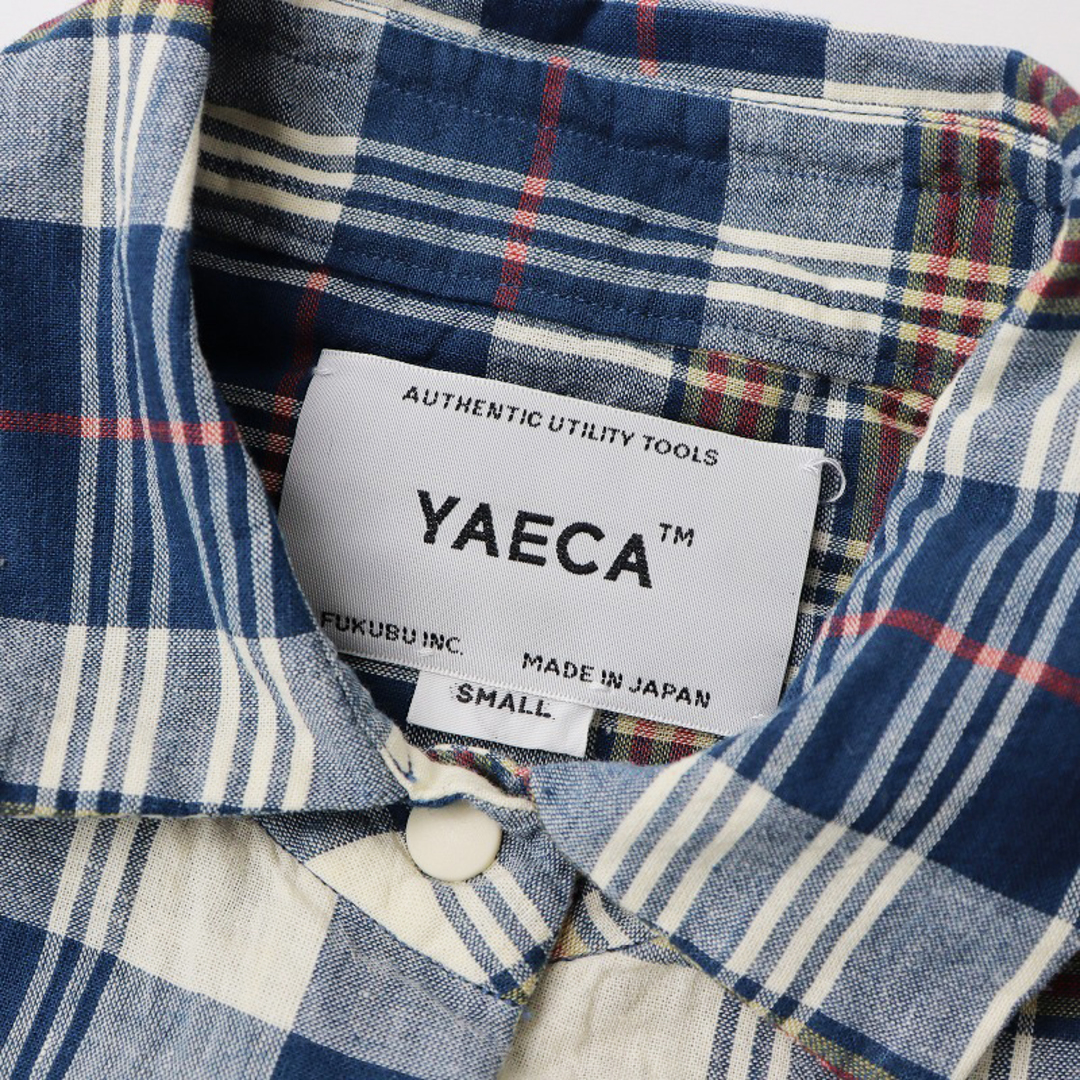 YAECA(ヤエカ)のヤエカ YAECA 68121 コンフォートシャツドレス S/ネイビー チェック シャツ ロング 長袖 前開き コットン【2400013764629】 レディースのワンピース(その他)の商品写真