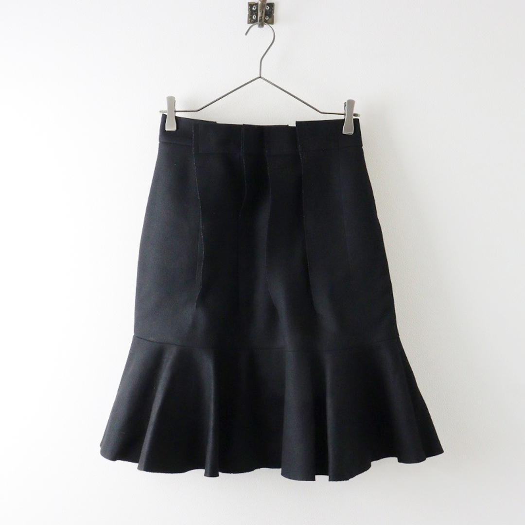 sacai(サカイ)の美品 2023SS サカイ sacai Wool Melton Skirt ウールメルトンスカート 0/ブラック フレア  ジップアップ 変形 縮絨 【2400013760645】 レディースのスカート(ひざ丈スカート)の商品写真