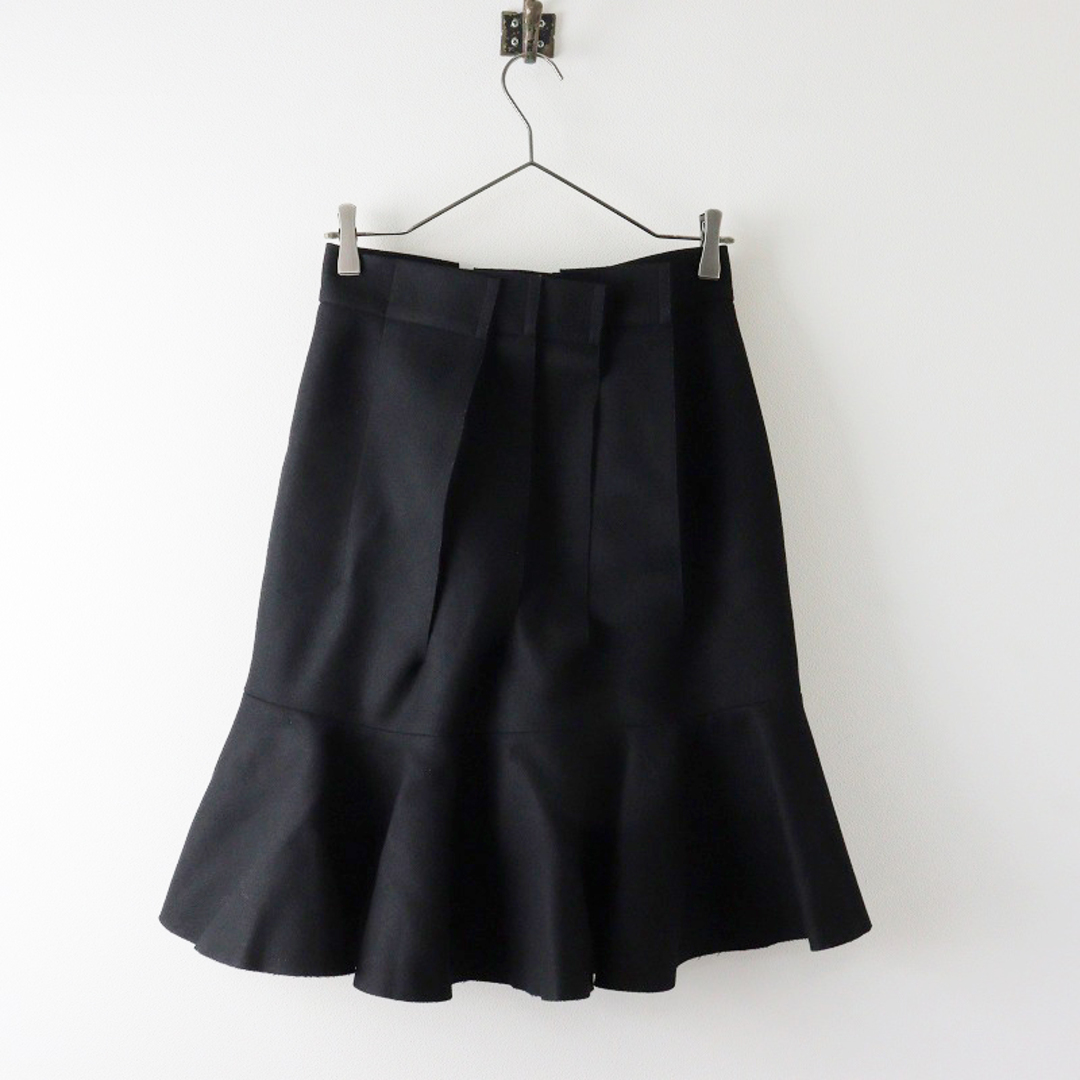 sacai(サカイ)の美品 2023SS サカイ sacai Wool Melton Skirt ウールメルトンスカート 0/ブラック フレア  ジップアップ 変形 縮絨 【2400013760645】 レディースのスカート(ひざ丈スカート)の商品写真