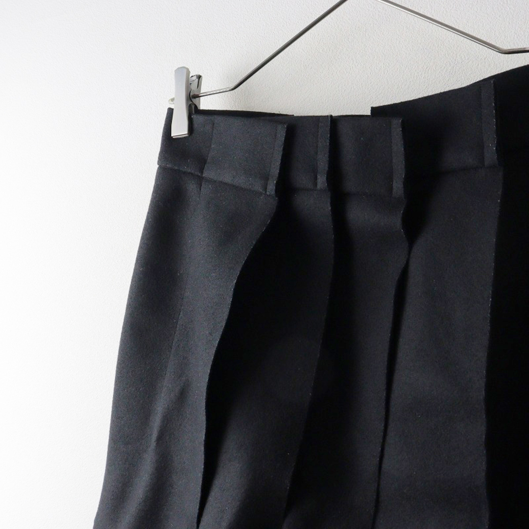 sacai(サカイ)の美品 2023SS サカイ sacai Wool Melton Skirt ウールメルトンスカート 0/ブラック フレア  ジップアップ 変形 縮絨 【2400013760645】 レディースのスカート(ひざ丈スカート)の商品写真
