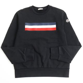 モンクレール(MONCLER)の良品 MONCLER モンクレール 2018年製 D20918037350 80451 MAGLIA GIROCOLLO コットン ロゴワッペン スウェット ブラック M 正規品 メンズ(スウェット)