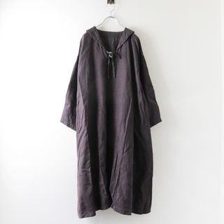 ネストローブ(nest Robe)の美品 2023AW ネストローブ nest Robe 起毛リネンプチセーラースモックワンピース F/インクブラック【2400013760263】(その他)