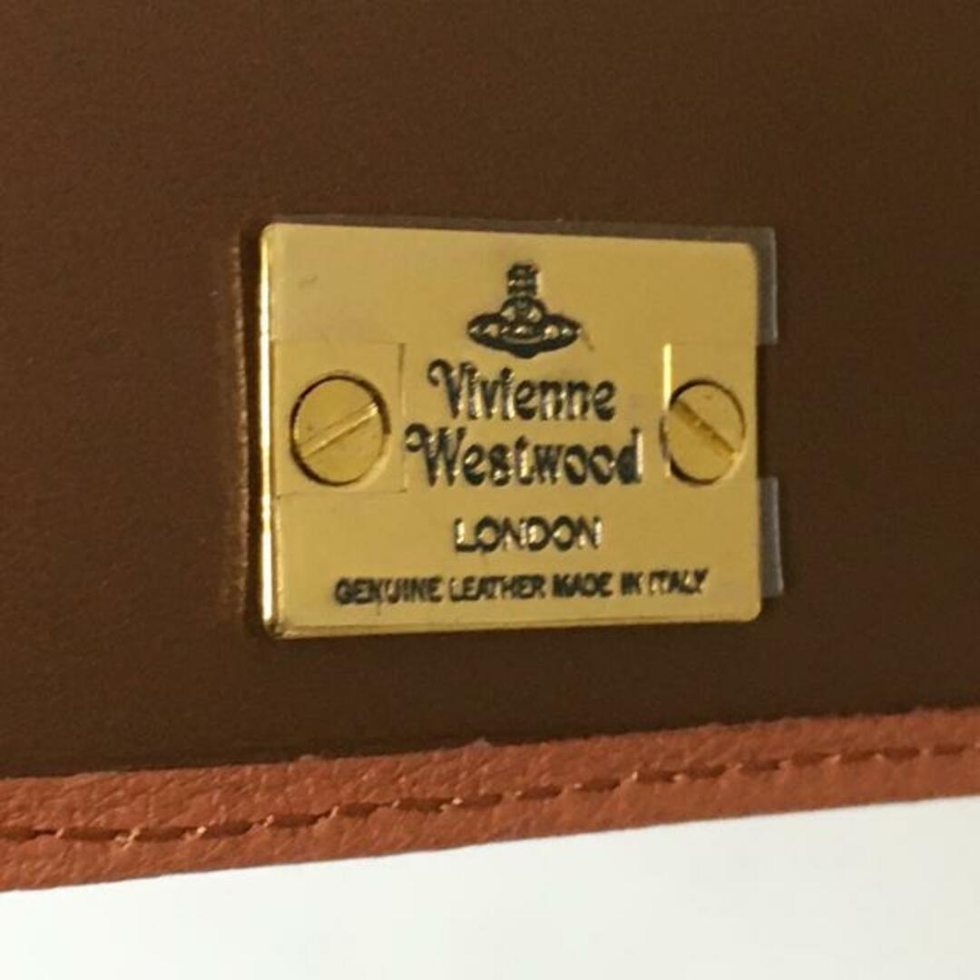 Vivienne Westwood(ヴィヴィアンウエストウッド)のVivienneWestwood(ヴィヴィアンウエストウッド) 2つ折り財布 - ゴールド×ブラウン 型押し加工/オーブ エナメル（レザー）×レザー レディースのファッション小物(財布)の商品写真