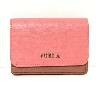 フルラ(Furla)のFURLA(フルラ) カードケース - ピンク×ブラウン レザー(名刺入れ/定期入れ)