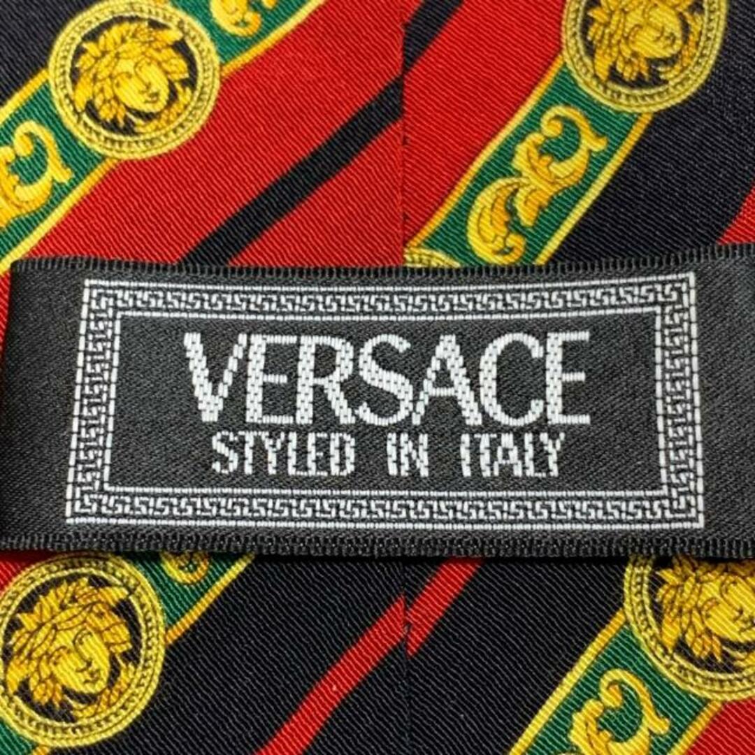 VERSACE(ヴェルサーチ)のVERSACE(ヴェルサーチ) ネクタイ メンズ - 黒×レッド×マルチ レジメンタル メンズのファッション小物(ネクタイ)の商品写真