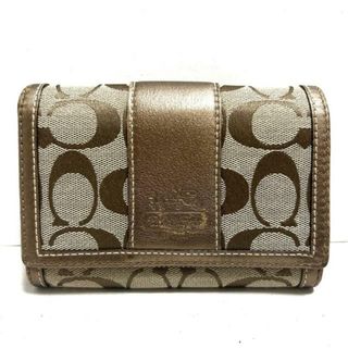 コーチ(COACH)のCOACH(コーチ) 2つ折り財布 シグネチャー柄 カーキ×ゴールド ジャガード×レザー(財布)