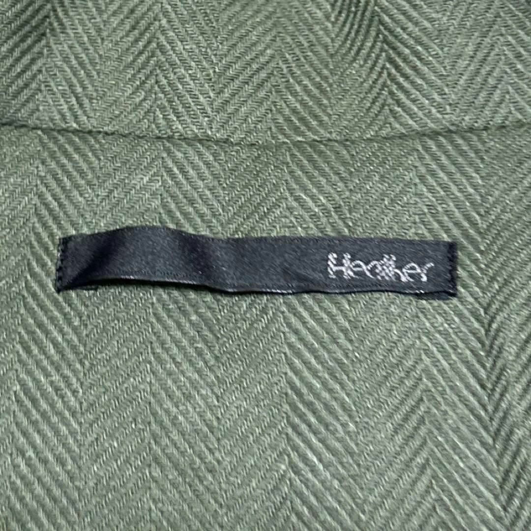 heather(ヘザー)の新品 ヘザー パンツスーツ セットアップ テーラード ダブル パンツ 麻 カーキ レディースのジャケット/アウター(テーラードジャケット)の商品写真