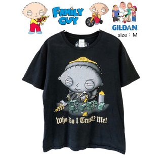 ギルタン(GILDAN)のFamily Guy　Stewie　Tシャツ　M　黒　USA古着(Tシャツ/カットソー(半袖/袖なし))