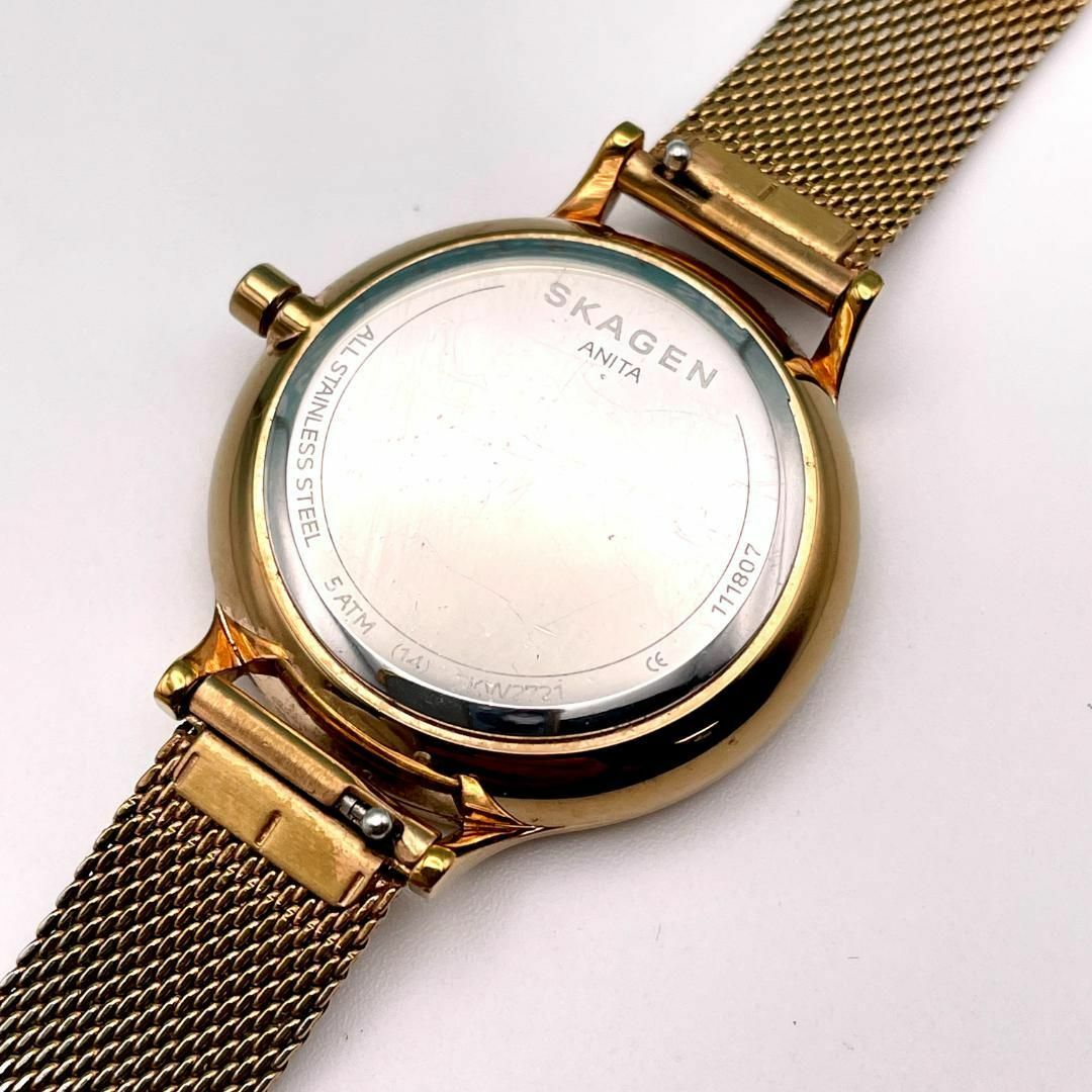 SKAGEN(スカーゲン)の■稼働品 スカーゲン ANITA 腕時計 良品 大理石調 ゴールド ベルト 黒 レディースのファッション小物(腕時計)の商品写真