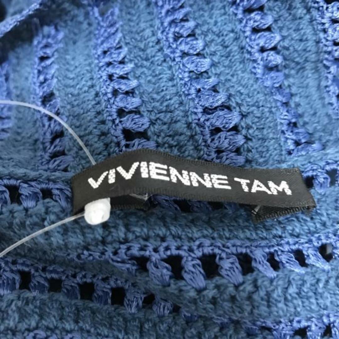 VIVIENNE TAM(ヴィヴィアンタム)のVIVIENNE TAM(ヴィヴィアンタム) ノースリーブカットソー サイズ0 XS レディース - ブルーグリーン×ネイビー タートルネック レディースのトップス(カットソー(半袖/袖なし))の商品写真