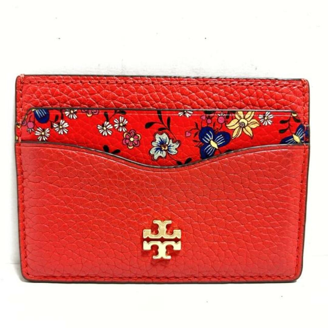 Tory Burch(トリーバーチ)のTORY BURCH(トリーバーチ) カードケース美品  - レッド×ベージュ×マルチ 牛 レザー レディースのファッション小物(名刺入れ/定期入れ)の商品写真