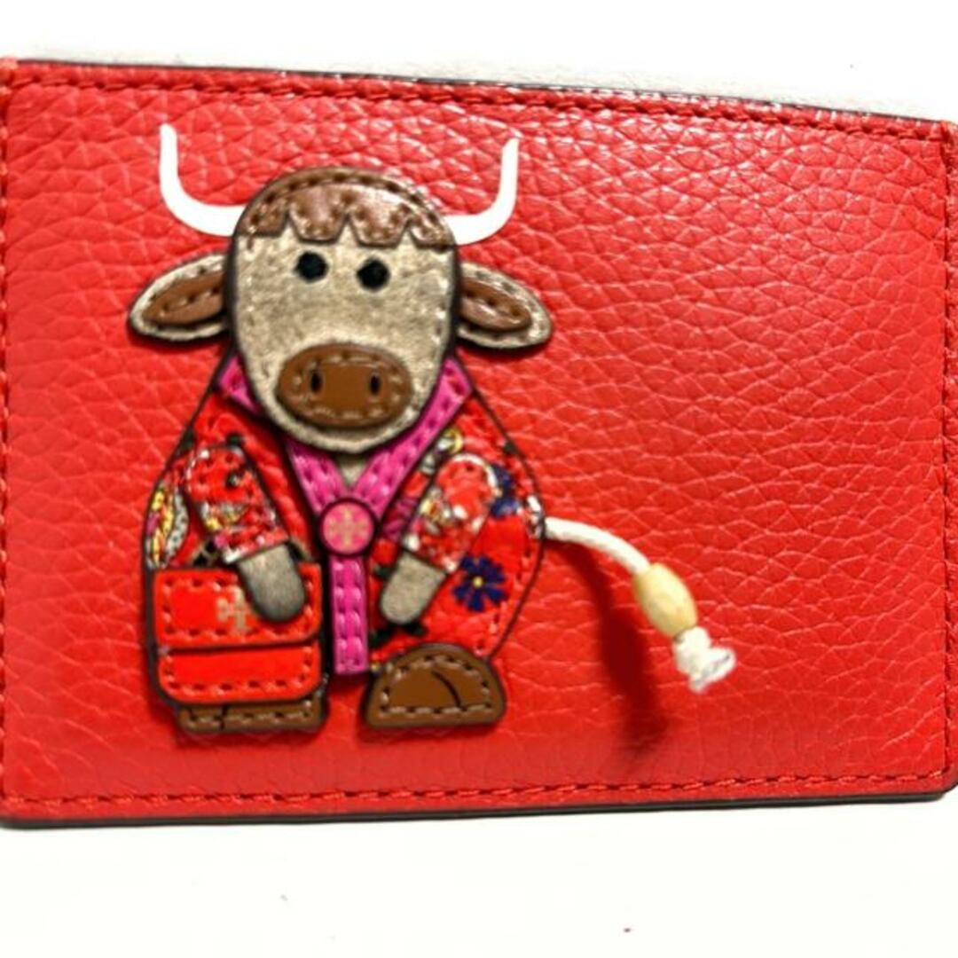 Tory Burch(トリーバーチ)のTORY BURCH(トリーバーチ) カードケース美品  - レッド×ベージュ×マルチ 牛 レザー レディースのファッション小物(名刺入れ/定期入れ)の商品写真