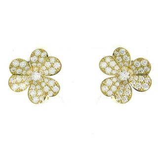 ヴァンクリーフアンドアーペル(Van Cleef & Arpels)のVanCleef & Arpels(ヴァンクリーフ&アーペル) イヤリング美品  フリヴォル イヤリング スモール VCARP0J900 K18YG×ダイヤモンド パヴェダイヤ86 石/1.61ct/フラワー/イヤクリップ/ピアス使用可能(イヤリング)