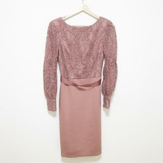 タダシショウジ(TADASHI SHOJI)のTADASHISHOJI(タダシショージ) ワンピース サイズ2 M レディース - ピンク 長袖/ロング/レース/フラワー(花)/ラメ(その他)