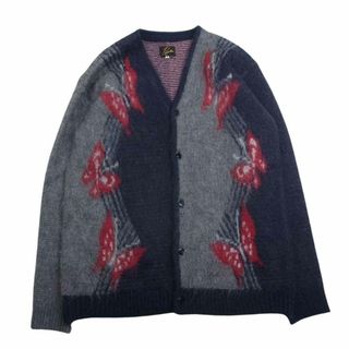 ニードルス(Needles)のNeedles ニードルス LQ275 Papillon Mohair Cardigan パピヨン バタフライ モヘア モヘヤ カーディガン 蝶 ネイビー系 S【中古】(カーディガン)