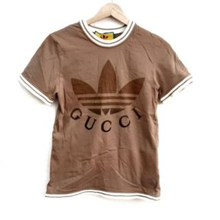 グッチ(Gucci)のGUCCI(グッチ) 半袖Tシャツ サイズS レディース美品  - 723405 XJE2D 2441 ブラウン×アイボリー クルーネック/adidasコラボ(Tシャツ(半袖/袖なし))