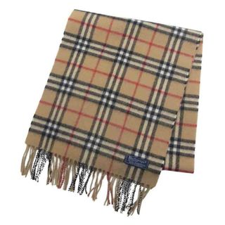 バーバリー(BURBERRY)のBURBERRY バーバリー 英国製 ラムウール ノバチェック ウール フリンジ マフラー ストール ベージュ系【中古】(マフラー/ショール)