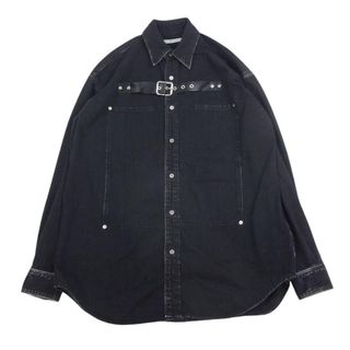 JOHN LAWRENCE SULLIVAN ジョンローレンスサリバン 20AW FRONT SIDE BELTED DENIM SHIRT オーバーサイズ フロント サイド ベルテッド デニムシャツ デニムジャケット ブラック系 44【中古】