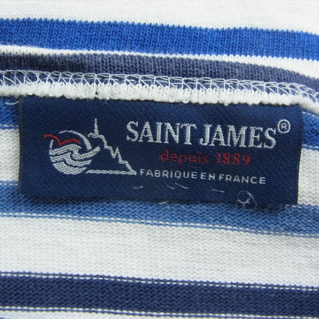 SAINT JAMES(セントジェームス)のSAINT JAMES セントジェームス ボーダー バスクシャツ 長袖 Tシャツ ホワイト系 ブルー系 36【中古】 レディースのトップス(シャツ/ブラウス(半袖/袖なし))の商品写真