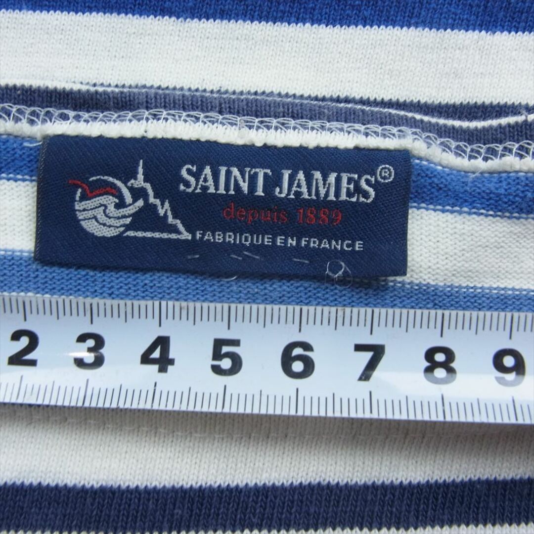 SAINT JAMES(セントジェームス)のSAINT JAMES セントジェームス ボーダー バスクシャツ 長袖 Tシャツ ホワイト系 ブルー系 36【中古】 レディースのトップス(シャツ/ブラウス(半袖/袖なし))の商品写真