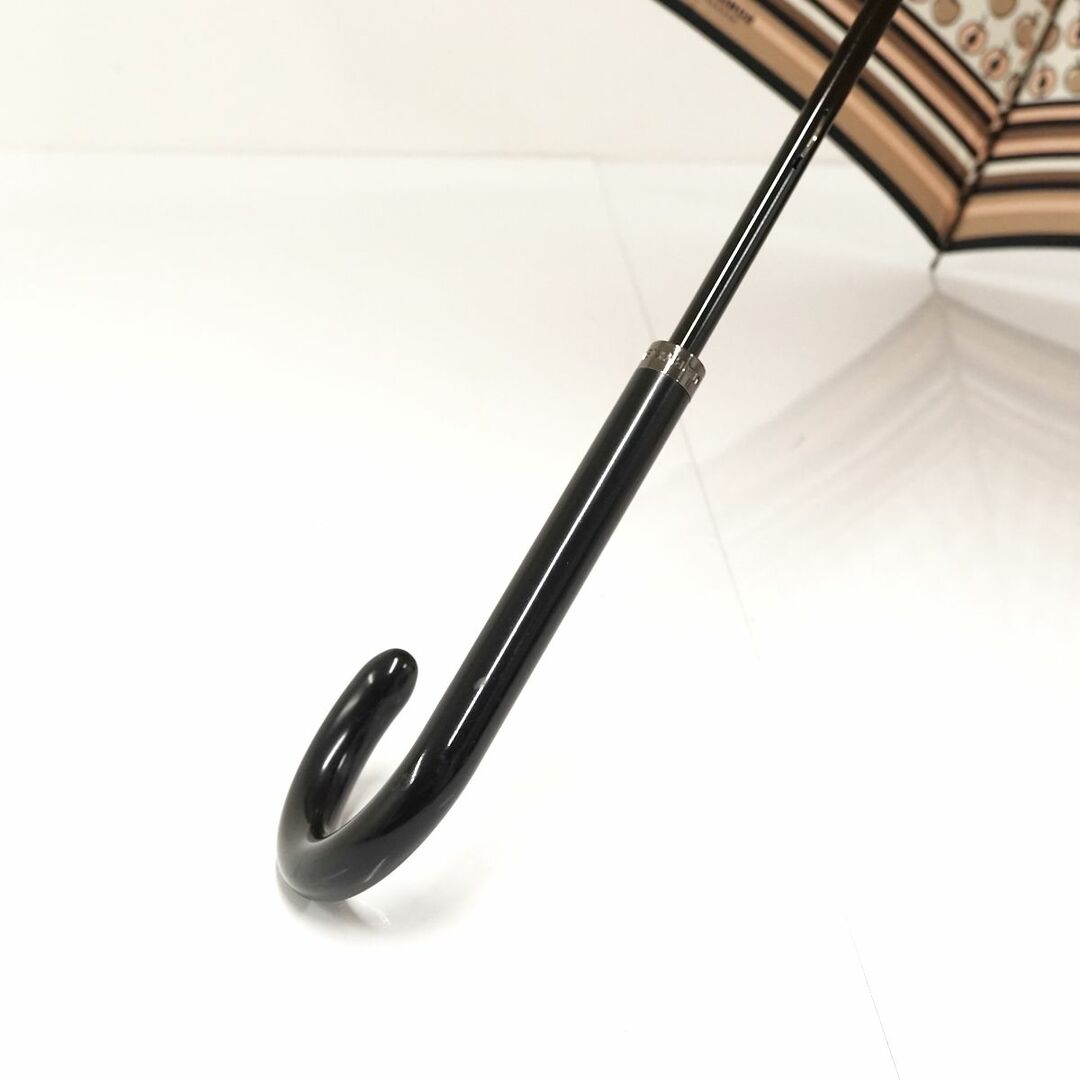 SONIA RYKIEL(ソニアリキエル)の傘 SONIA RYKIEL ソニアリキエル USED美品 ベージュ マルチボーダー りんご ロゴプリント グラス骨 60cm S A0341 レディースのファッション小物(傘)の商品写真