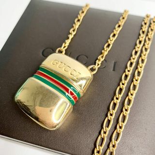 グッチ(Gucci)のGUCCI パフューム ボトル 金メッキ ネックレス シェリーライン y24(ネックレス)