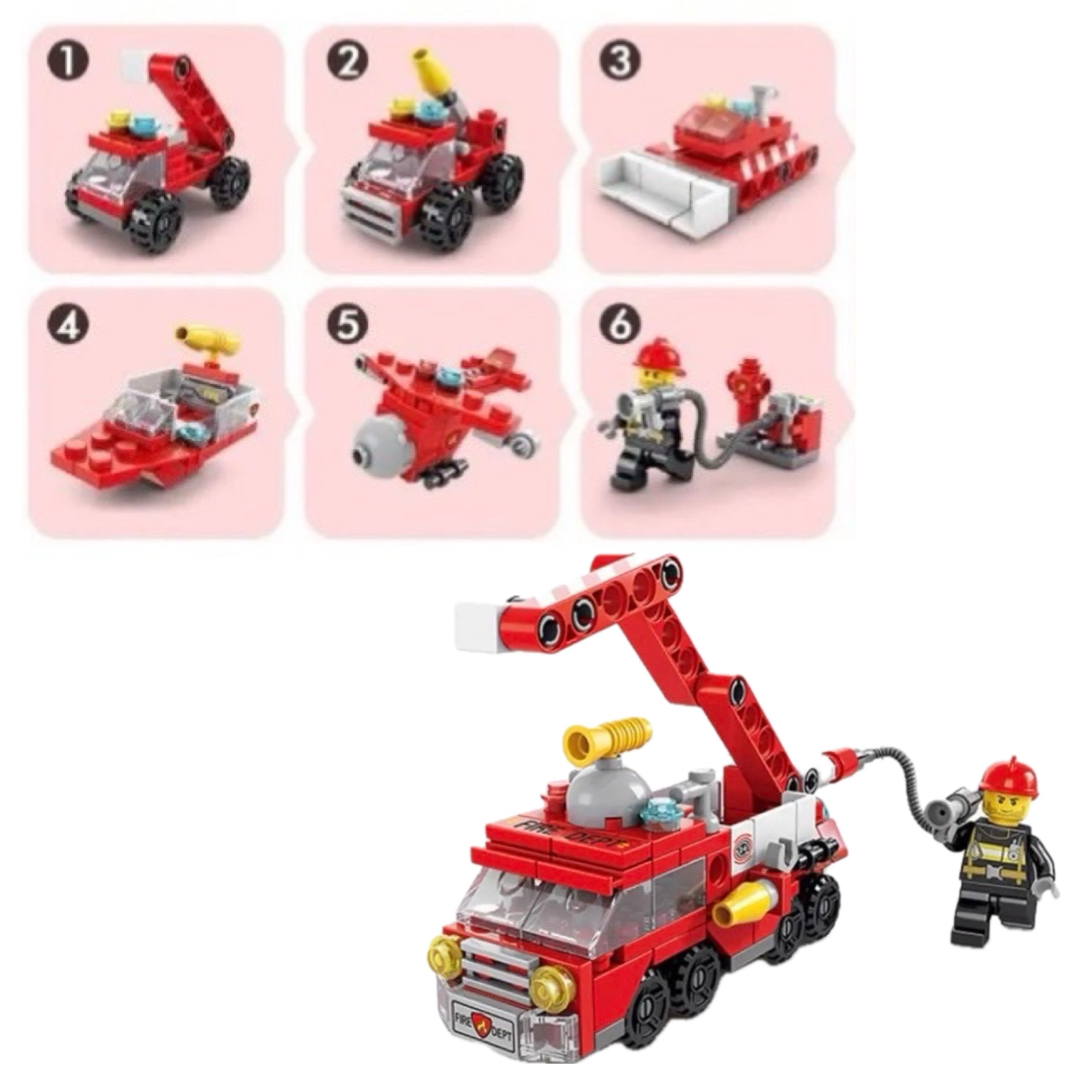 消防車　レゴ互換　変身ブロック　赤　LEGO  知育玩具　ミニフィグ　ブロック キッズ/ベビー/マタニティのおもちゃ(知育玩具)の商品写真