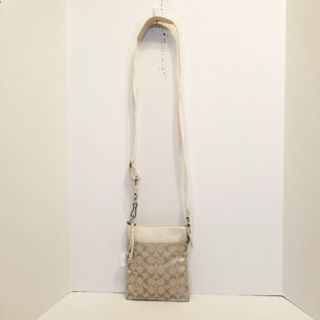 コーチ(COACH)のCOACH(コーチ) ショルダーバッグ シグネチャー柄 F42668 白×ベージュ ジャガード×レザー(ショルダーバッグ)