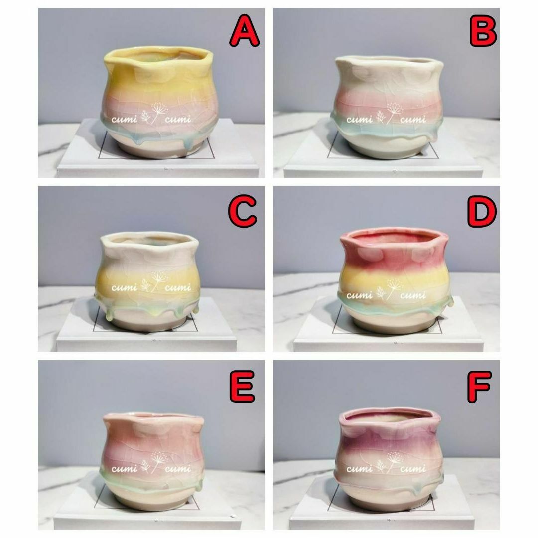【組合自由】【韓国】 3号 　雫 窯変 貫入 変 植木鉢 室内 多肉 鉢カバー ハンドメイドのフラワー/ガーデン(プランター)の商品写真