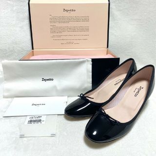 レペット(repetto)の新品未使用　レペット　ヒール　エナメル　パンプス　ブラック　40(ハイヒール/パンプス)