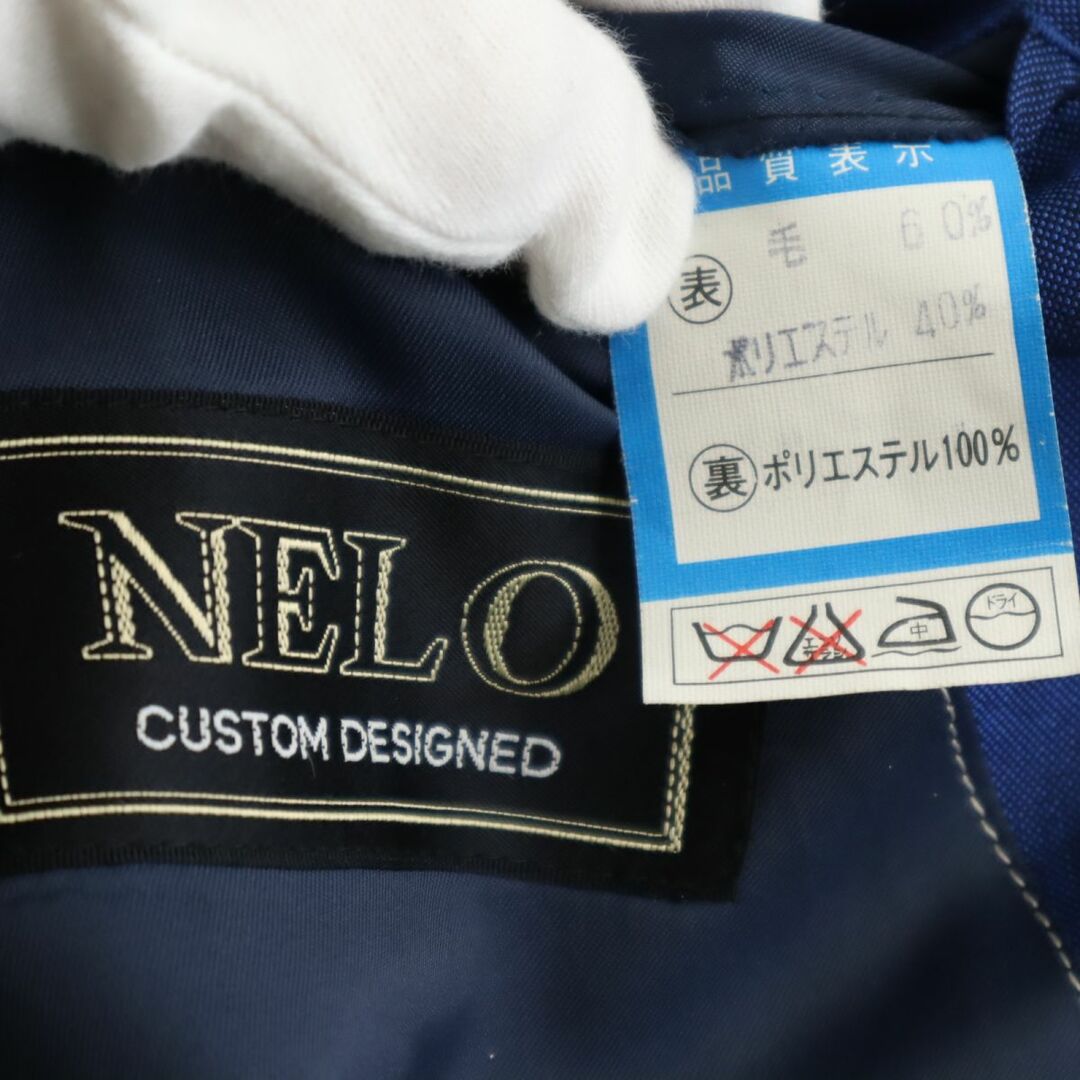 NELO ウールブレンド 3点 スーツ 上下 セットアップ A4/A5 ブルー ベスト スリーピース メンズ 古着 【240307】 メンズのスーツ(スーツジャケット)の商品写真