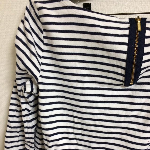 H&M(エイチアンドエム)のネイビーボーダー七部丈トップス レディースのトップス(Tシャツ(長袖/七分))の商品写真