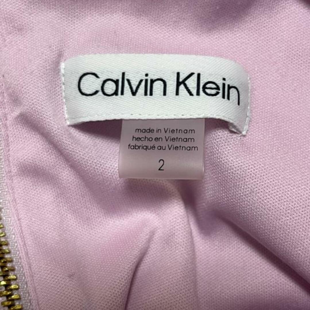 Calvin Klein(カルバンクライン)のCalvinKlein(カルバンクライン) ワンピース サイズ2 M レディース - ライトピンク クルーネック/半袖/ロング レディースのワンピース(その他)の商品写真