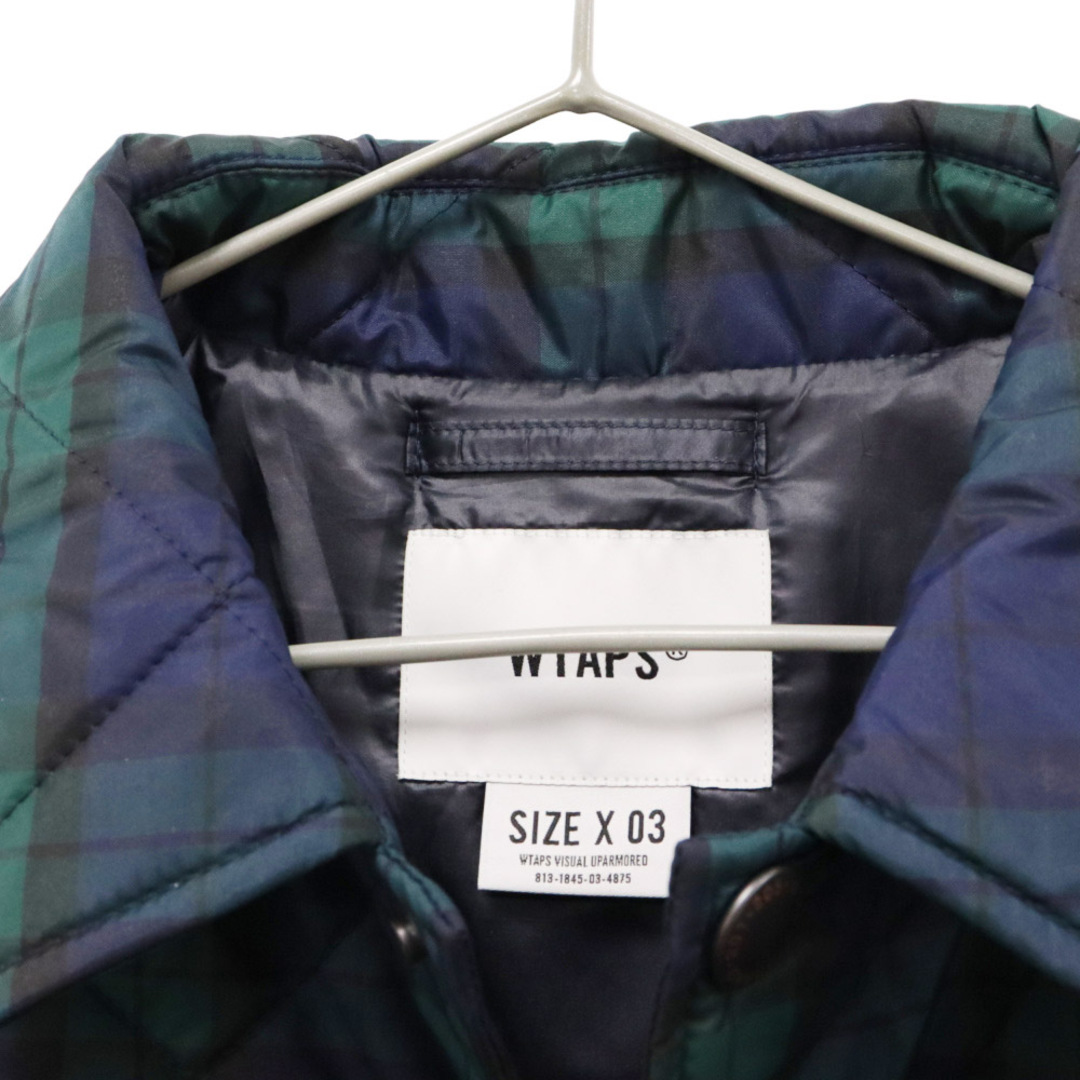 W)taps(ダブルタップス)のWTAPS ダブルタップス Chief 02 Jacket Nylon Taffeta Textile Crst ナイロンライトダウンジャケット タフタ テキスタイル クレスト グリーン 222TQDT-JKM06 メンズのジャケット/アウター(ダウンジャケット)の商品写真