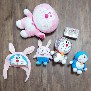 ドラエモン(ドラえもん)のドラえもん ぬいぐるみ 3体 + ノビット + 帽子 + 空き缶(ぬいぐるみ)